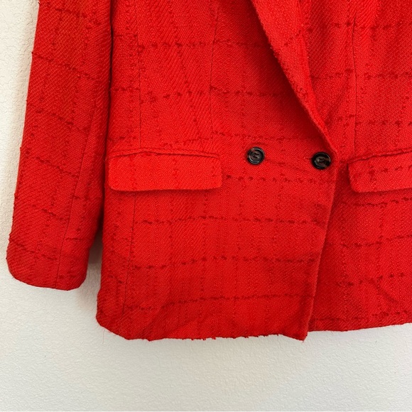 Ann Taylor Petite Tweed Double Breasted Blazer Vermillion Kiss Size 8P - Picture 4 of 12
